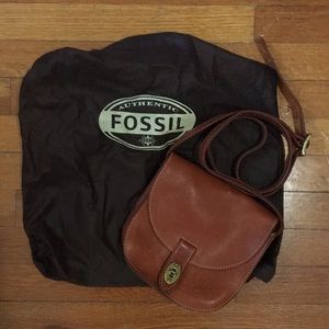 Fossil Small Crossbody Satchel in Chestnut